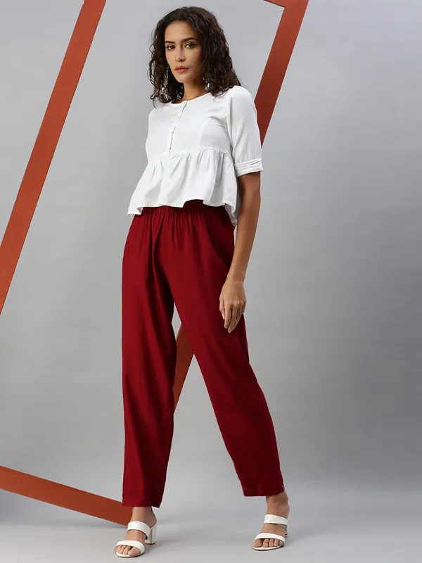 Premium_Rayon_Extra_Comfort_Pant_For_Girls_And_Women_Maroon