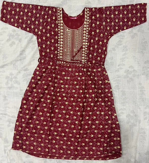 Maroon_Rayon_A-Line_Baby_Feeding_Kurti_For_Women