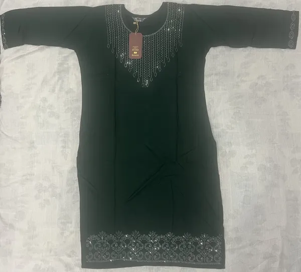 Black_Rayon_Full_Sleeve_Straight_Plain_Kurti_For_Women