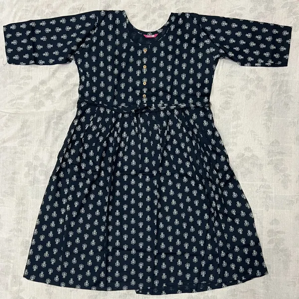 Navy_Rayon_Flared_Two_Tone_Printed_Ghera_Kurti_For_Women