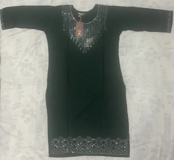 Black_Rayon_Full_Sleeve_Straight_Plain_Kurti_For_Women