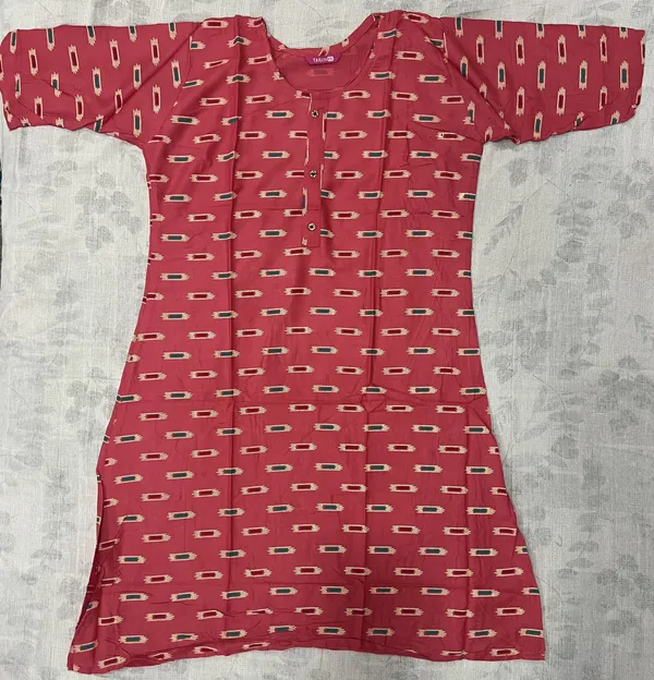 Brown_Rayon_Short_Sleeve_Printed_Kurti_For_Women