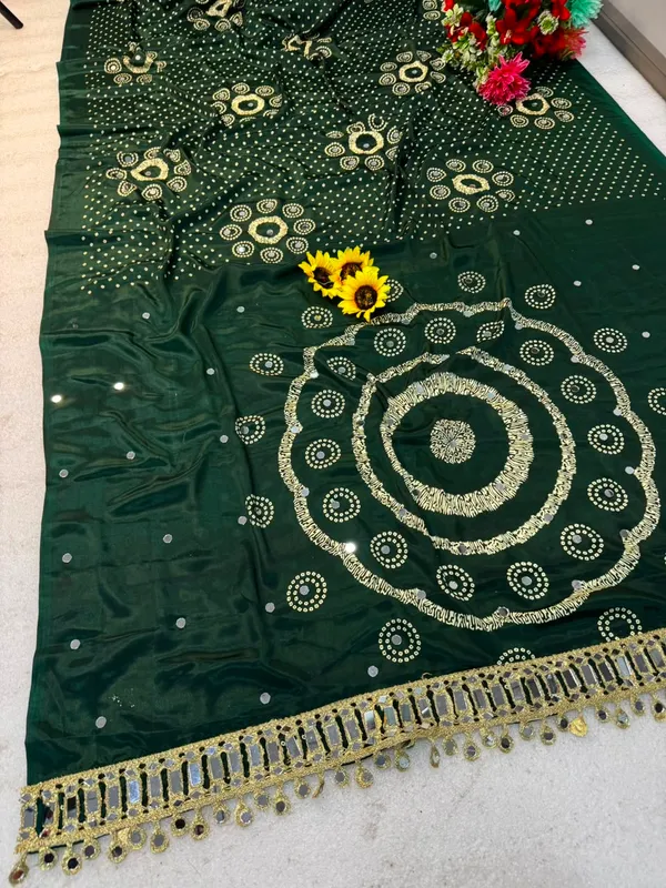 AJRAKH_pure_Gajji_bandhej_Supar_mirar_work_saree