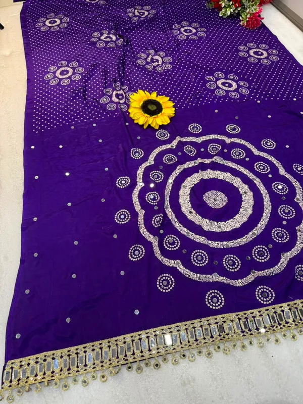 AJRAKH_pure_Gajji_bandhej_Supar_mirar_work_saree