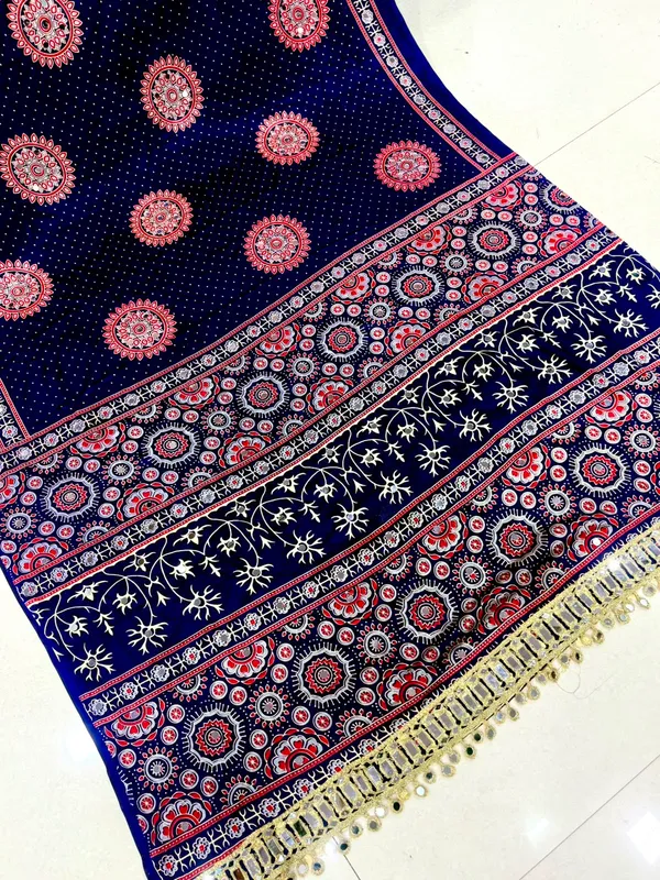 AJRAKH_pure_Gajji_bandhej_Supar_mirror_work