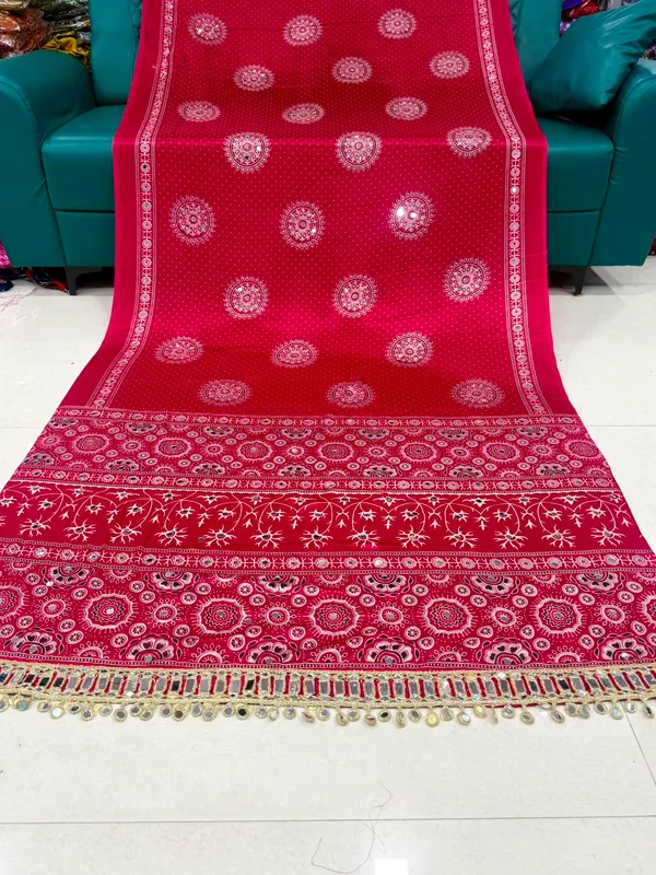 AJRAKH_pure_Gajji_bandhej_Supar_mirror_work