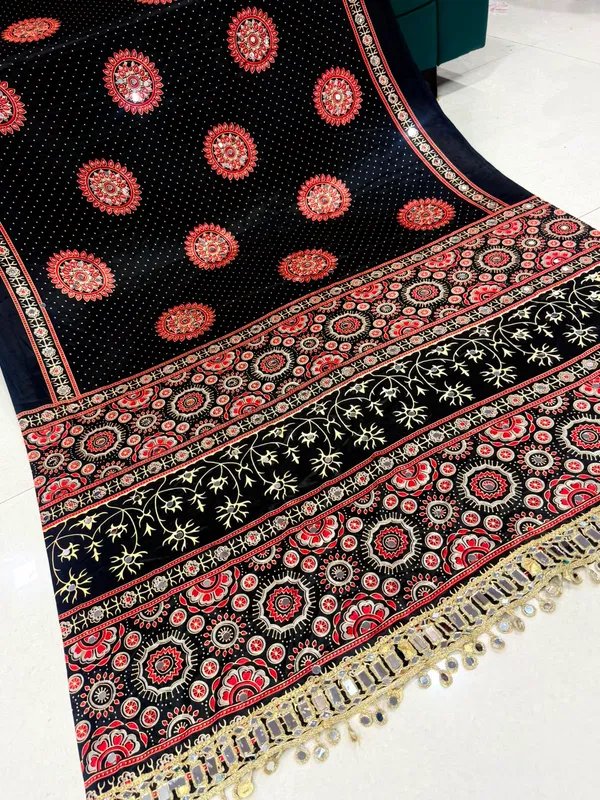 AJRAKH_pure_Gajji_bandhej_Supar_mirror_work