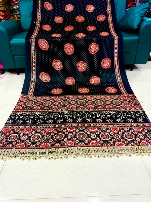AJRAKH_pure_Gajji_bandhej_Supar_mirror_work