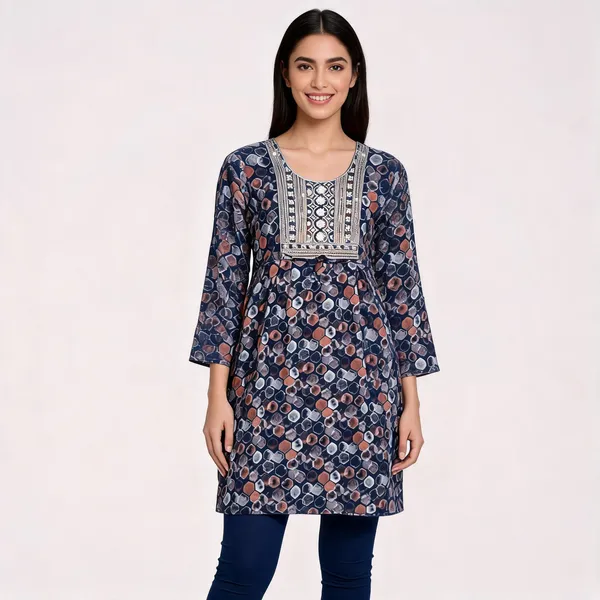 Navy_Rayon_Nyra_Cut_A-Line_Kurti_For_Women