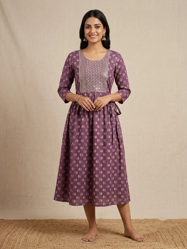 Purple_Rayon_Flared_Printed_Kurti_For_Women
