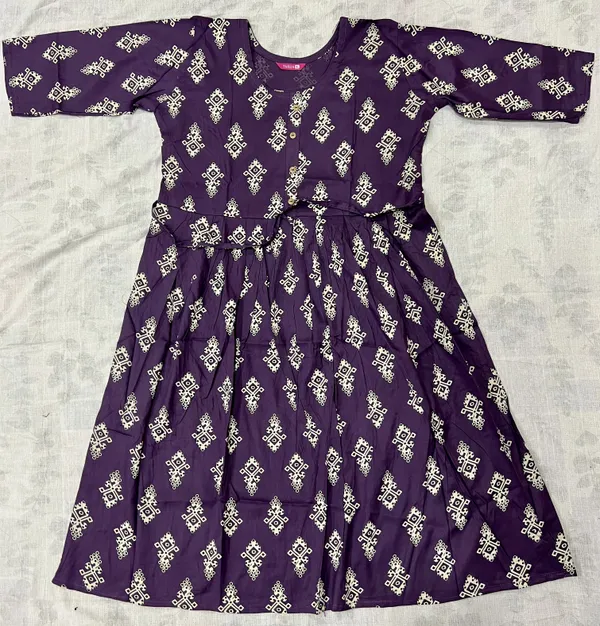 Purple_Rayon_A-Line_Two_Tone_Printed_Ghera_Kurti_For_Women
