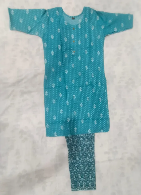 Teal_Rayon_Printed_Top_&_Bottom_2_Pc_Set_For_Women