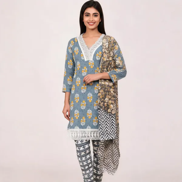 Grey_Cotton_Printed_Straight_Kurta_With_Bottom_&_Dupatta_For_Women