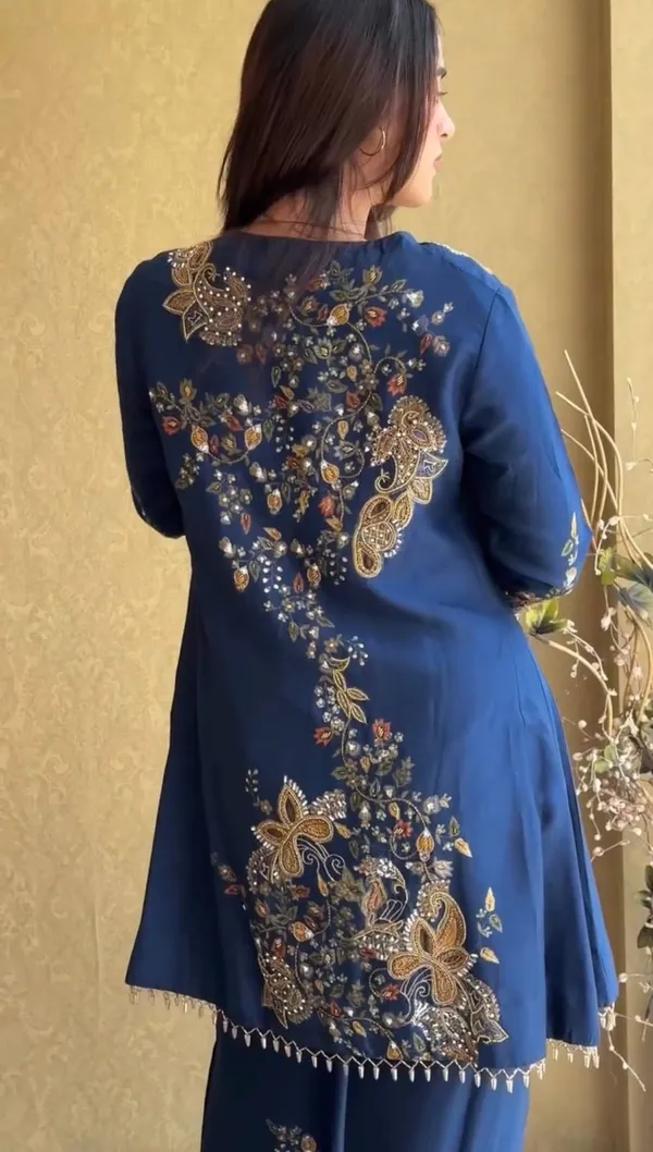 KURTI_PLAZZO_WITH_EMBROIDERY_SEMI-BEADS__WORK_ON_MALAI_CREPE_FABRIC