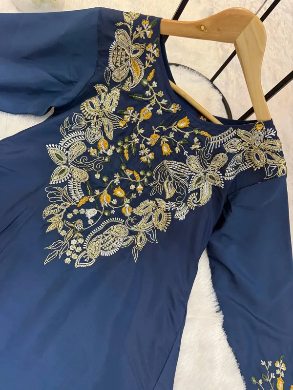 KURTI_PLAZZO_WITH_EMBROIDERY_SEMI-BEADS__WORK_ON_MALAI_CREPE_FABRIC