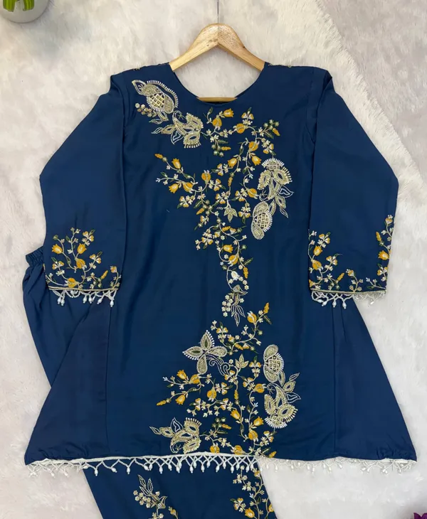 KURTI_PLAZZO_WITH_EMBROIDERY_SEMI-BEADS__WORK_ON_MALAI_CREPE_FABRIC