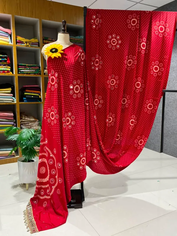 AJRAKH_pure_Gajji_bandhej_Supar_mirar_work_saree