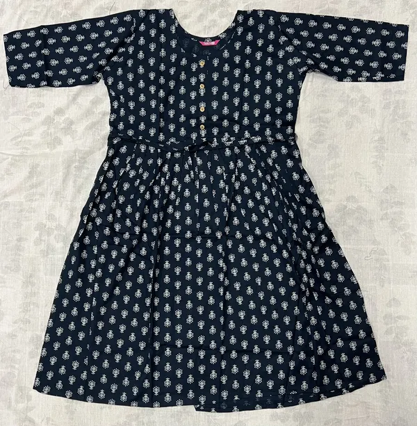 Navy_Rayon_Flared_Two_Tone_Printed_Ghera_Kurti_For_Women
