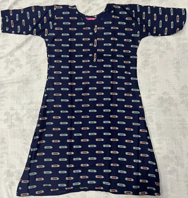 Navy_Rayon_Flared_Printed_Ghera_Kurti_For_Women