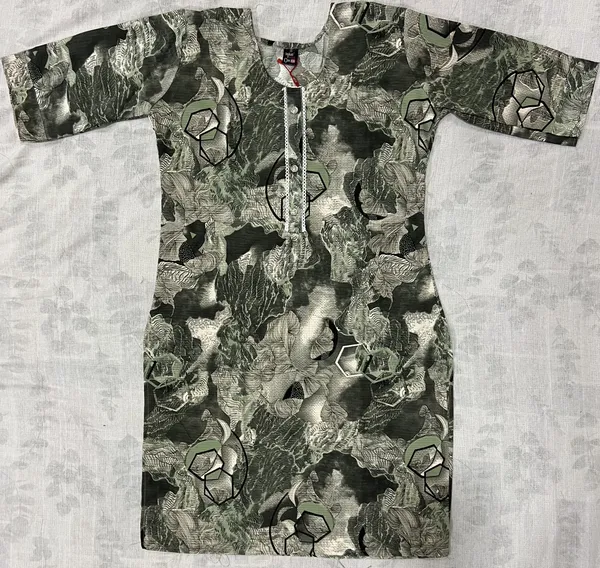Olive_Green_Rayon_Printed_Kurti_For_Women
