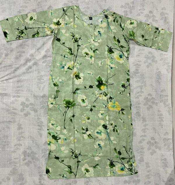 Green_Rayon_Straight_Foil_Printed_Kurti_For_Women