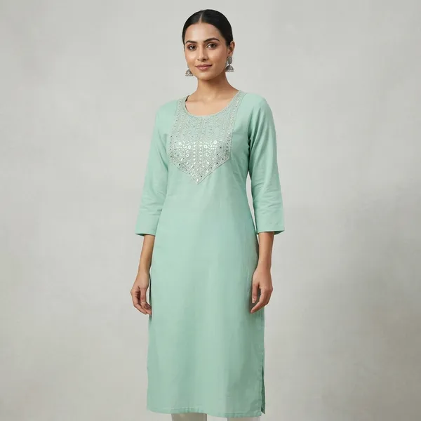 Light_Green_Rayon_Straight_Kurti_For_Women