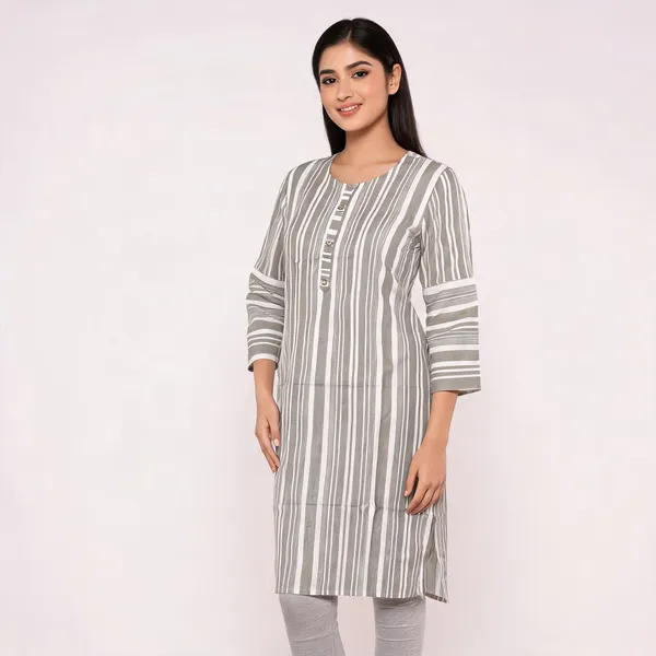 Grey_Rayon_Straight_Foil_Printed_Kurti_For_Women