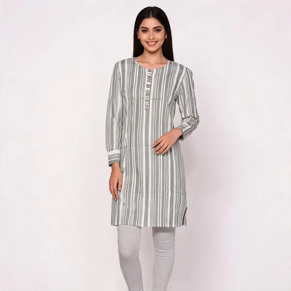 Grey_Rayon_Straight_Foil_Printed_Kurti_For_Women