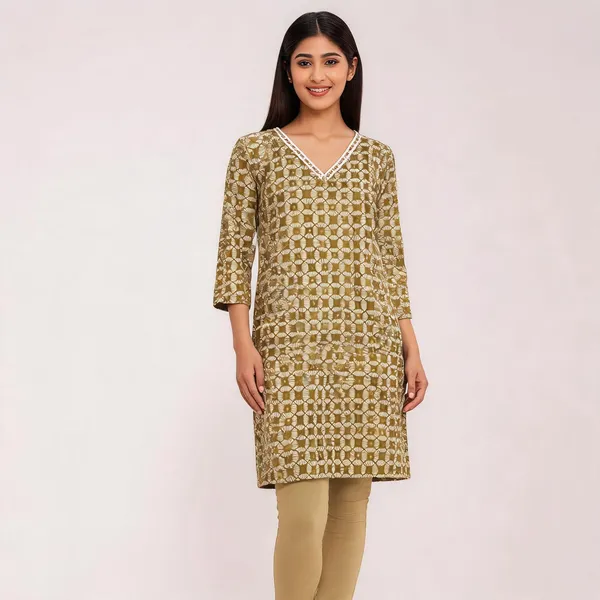 Olive_Poly_Cotton_Printed_Straight_Long_Kurti_For_Women