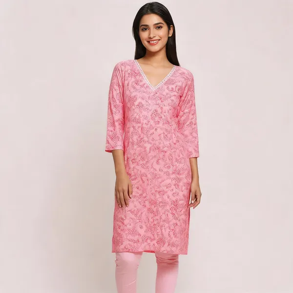 Pink_Poly_Cotton_Printed_Straight_Long_Kurti_For_Women