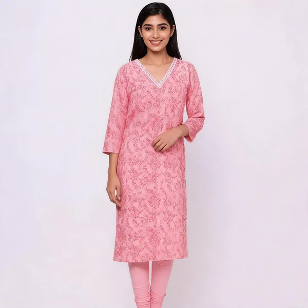 Pink_Poly_Cotton_Printed_Straight_Long_Kurti_For_Women