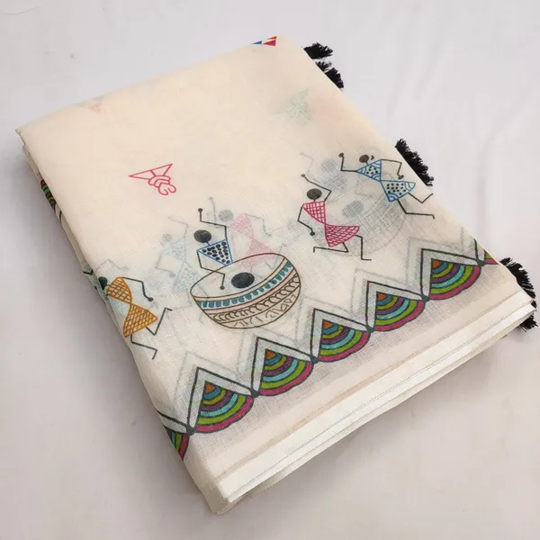 SOFT_LINEN_COTTON_WARLI_printed_Saree