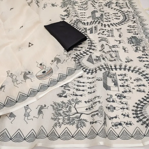 SOFT_LINEN_COTTON_WARLI_printed_Saree