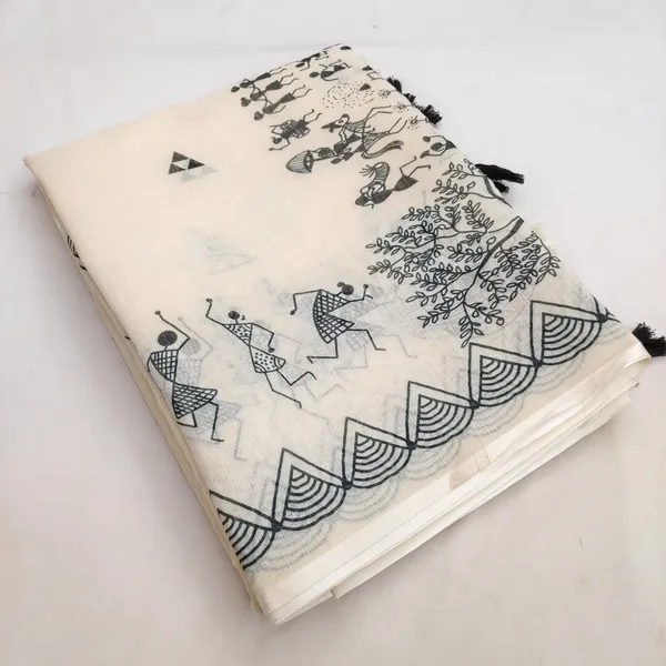 SOFT_LINEN_COTTON_WARLI_printed_Saree