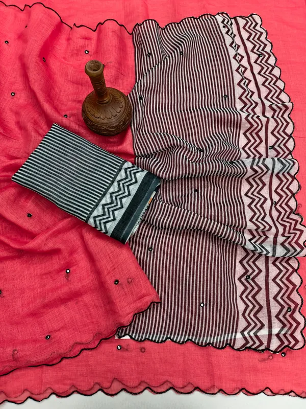STRIPED_TRENDING_VIRAL_LINEN_SAREE__ZIGZAG_MIRROR_