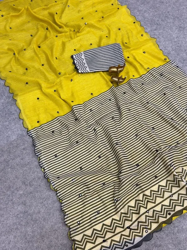 TRENDING_VIRAL_LINEN_SAREE__ZIGZAG_MIRROR_