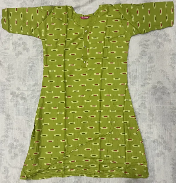 Green_Rayon_Straight_Printed_Ghera_Kurti_For_Women