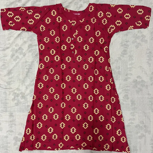 Maroon_Rayon_A-Line_Printed_Ghera_Kurti_For_Women