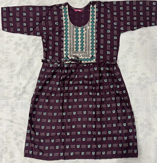 Maroon_Rayon_Flared_Printed_Kurti_For_Women