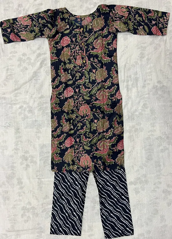 Navy_Rayon_Printed_Top_&_Bottom_2_Pc_Set_For_Women