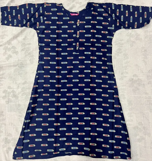Navy_Rayon_Flared_Printed_Ghera_Kurti_For_Women