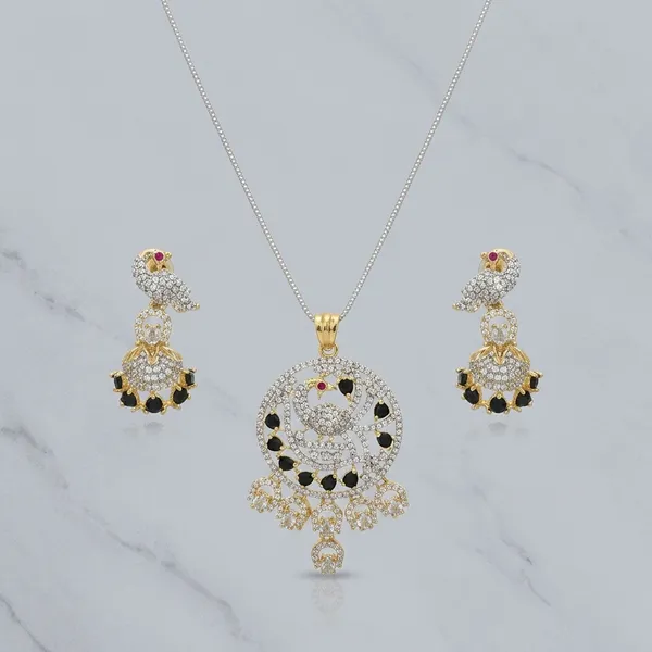 Elegant_Peacock_Design_Pendant_Necklace_Set_With_Crystal_Studded_Earrings_For_Women_|_Traditional_And_Party_Wear_Jewelry_Set