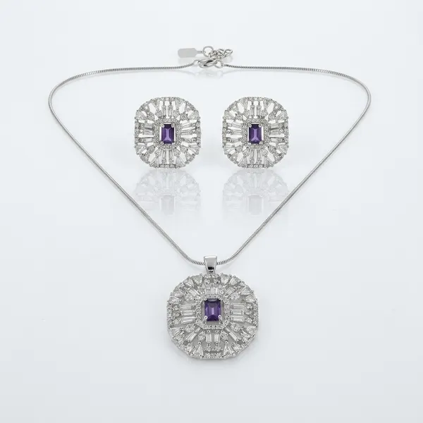 Elegant_Purple_Stone_And_American_Diamond_Pendant_Necklace_Set_With_Matching_Earrings_For_Women_|_Party,_Wedding_And_Festive_Wear