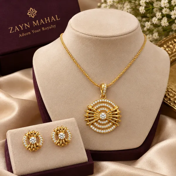 Gold_Plated_Pendant_Chain_Set_For_Women