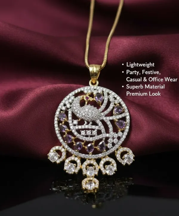 Elegant_Peacock_Design_Pendant_Necklace_Set_With_Crystal_Studded_Earrings_For_Women_|_Traditional_And_Party_Wear_Jewelry_Set