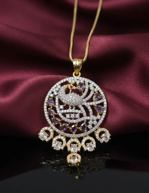 Elegant_Peacock_Design_Pendant_Necklace_Set_With_Crystal_Studded_Earrings_For_Women_|_Traditional_And_Party_Wear_Jewelry_Set