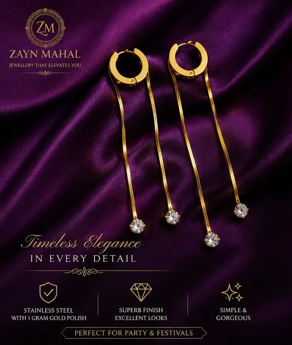 Zayn_Mahal_Dainty_Gold_Drop_Earrings_–_Elegant_Hoop_&_Long_Chain_Design_|_1_Gram_Gold_Polish_on_Stainless_Steel_|_Lightweight_Party_&_Festive_Jewellery