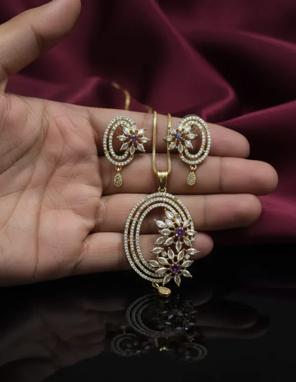 Purple_Crystal_Pendant_Necklace_Set_For_Women