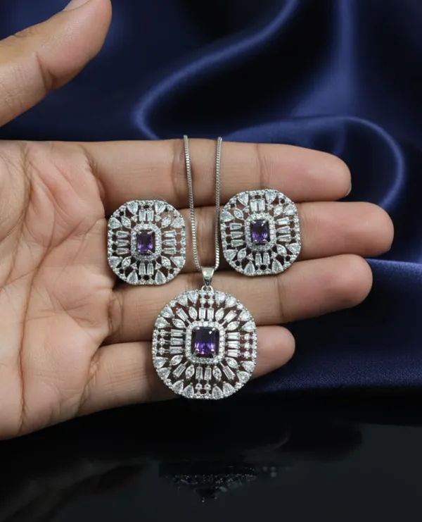 Elegant_Purple_Stone_And_American_Diamond_Pendant_Necklace_Set_With_Matching_Earrings_For_Women_|_Party,_Wedding_And_Festive_Wear
