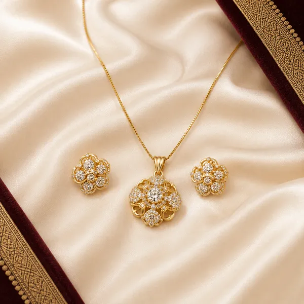 Gold_Plated_Pendant_Chain_Set_For_Women